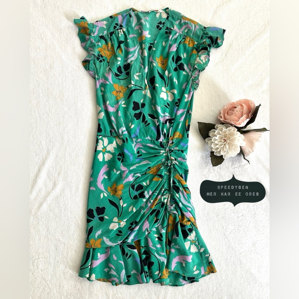 Veronica Beard Green Printed Maria Silk Dress Size 6